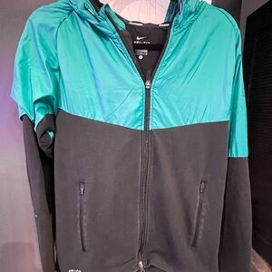 Nike Black and Teal Zip-Up Jacket